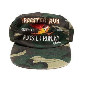 Vintage Rooster Run Snapback Trucker Hat Cap Camo UK Kentucky USA Made